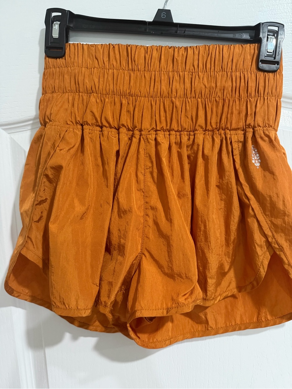 Free People Smocked Waist Orange Layered Athletic Shorts